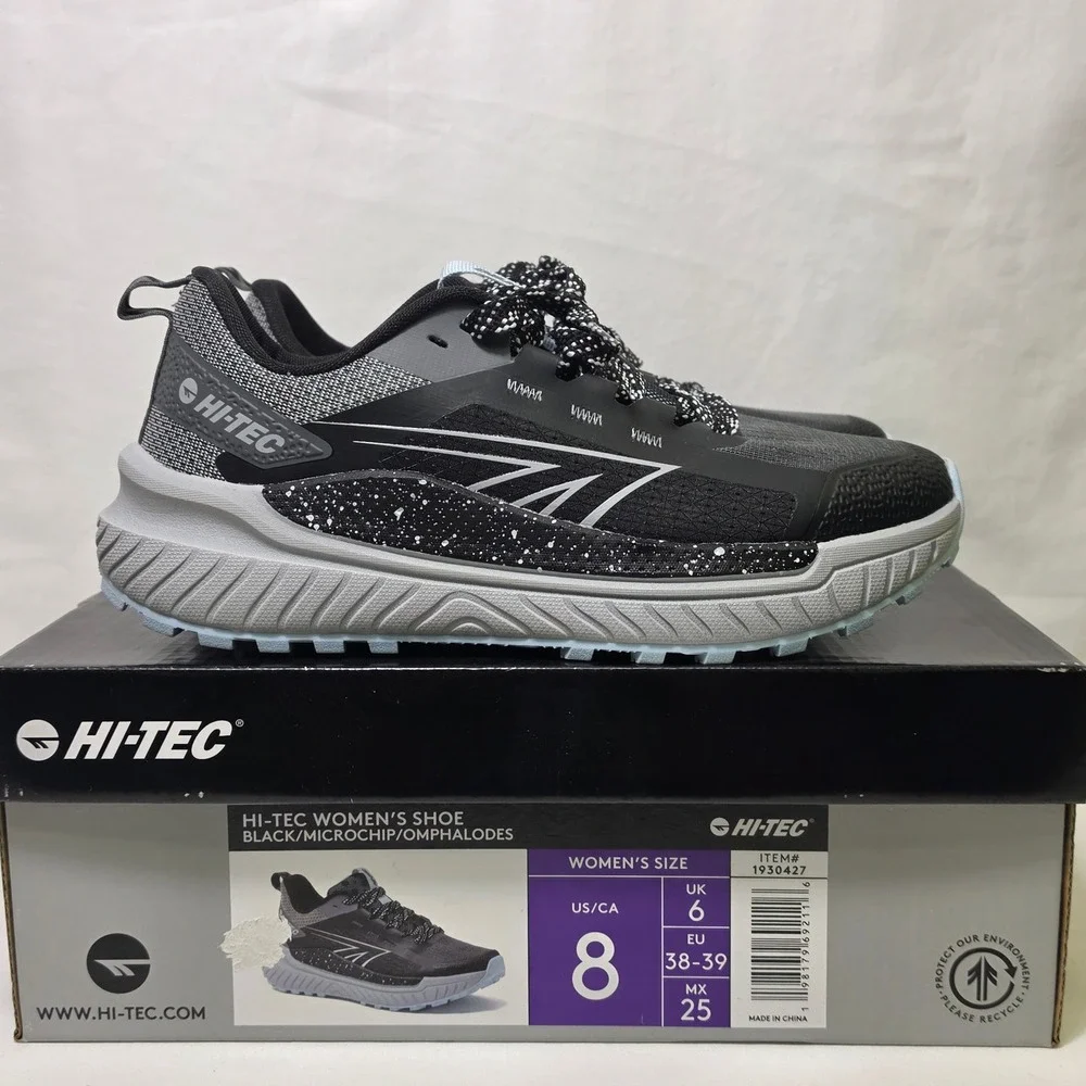 Hi-Tec Womens Trail Running Shoes Black Microchip Grey Blue 1930427 Size 8